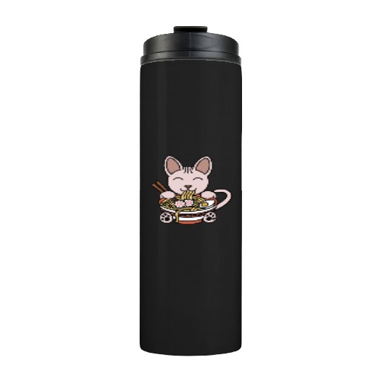 Sphynx Cat Ramen Noodles Thermal Tumblers