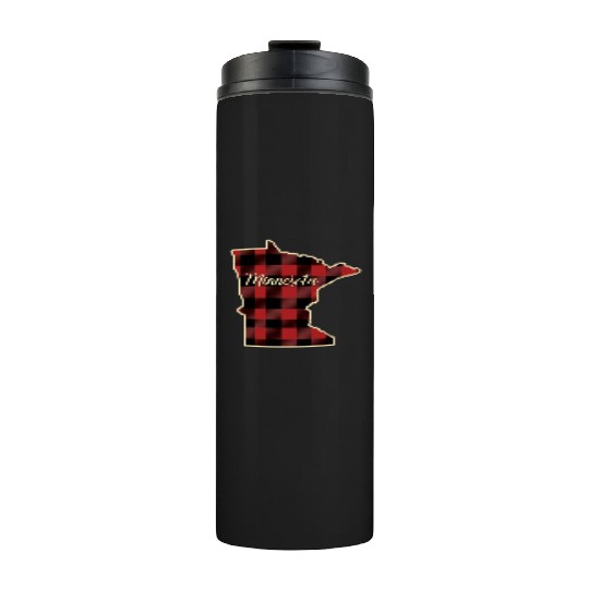 Minnesota Buffalo Plaid Silhouette Home State Thermal Tumblers