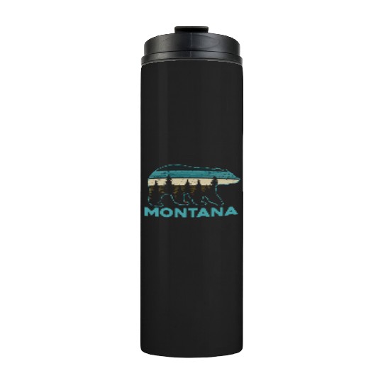 Montana Vintage Grizzly Bear Nature Hiking Souveni Thermal Tumblers