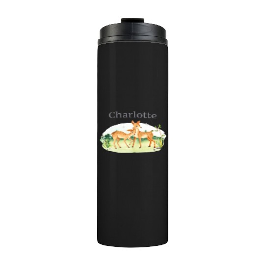 Forest Animal Deer Flowers Name Charlotte Thermal Tumblers