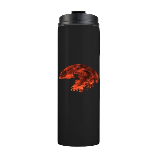 Cat Red Moon trick or treat Bats Forest Halloween Thermal Tumblers