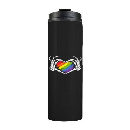 LGBT Gay Pride Zombie Skeleton Hand Heart Hallowee Thermal Tumblers