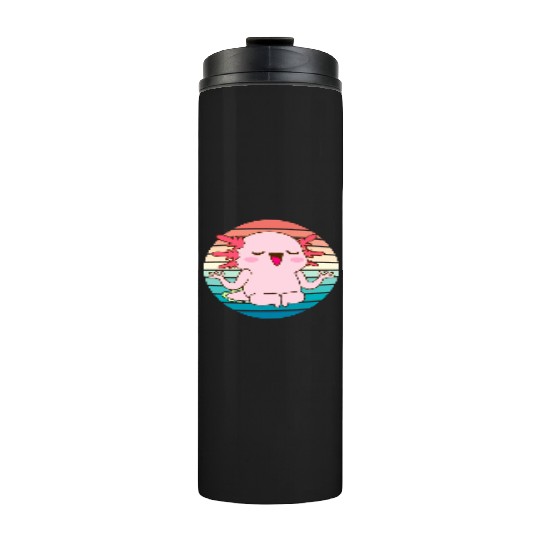 Adorable Meditating Axolotl Retro Sunset Thermal Tumblers