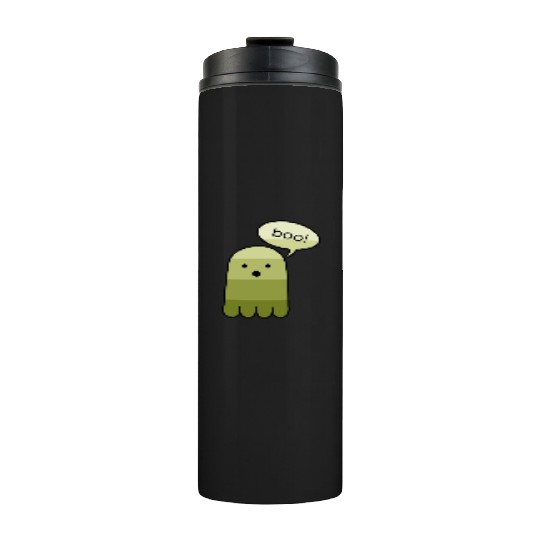 Olive Green Boo Ghost Halloween Thermal Tumblers