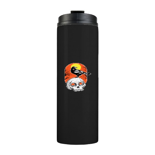 Halloween Skull And Black Crow Design Thermal Tumblers