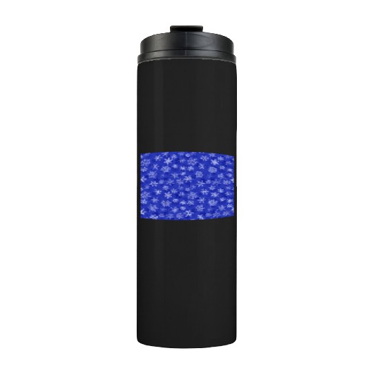 Pretty Navy Blue Snowflakes Pattern Thermal Tumblers