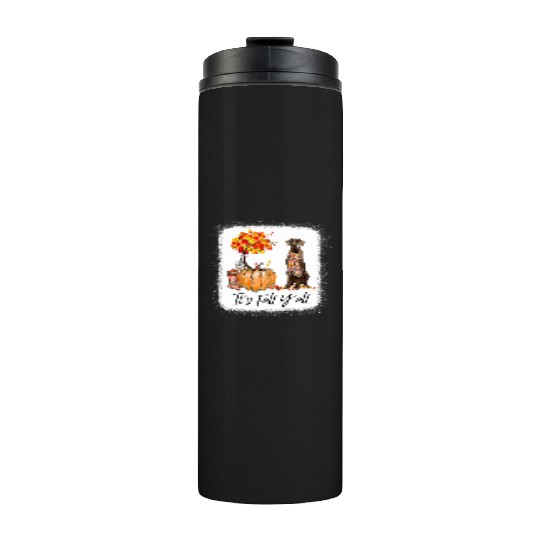 It's Fall Y all Great Dane Dog Lovers Thanksgiving Thermal Tumblers