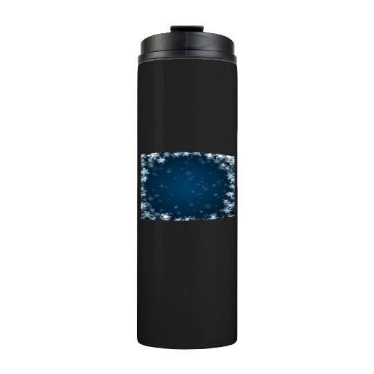 Navy Blue White Snowflakes Pattern Thermal Tumblers
