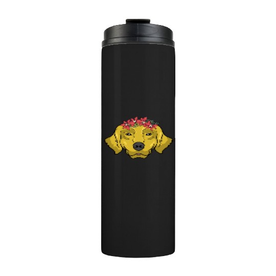 Dog Golden Retriever Flower Thermal Tumblers