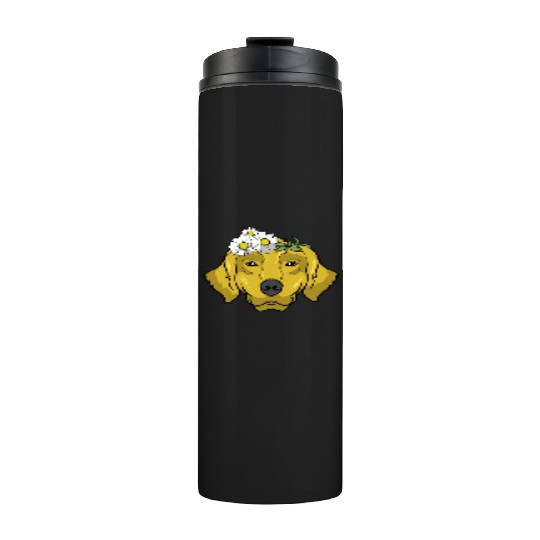 Dog Golden Retriever Flower Thermal Tumblers