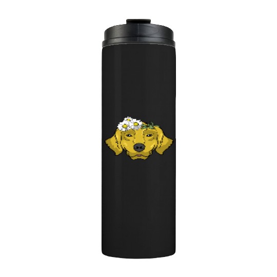 Dog Golden Retriever Flower Thermal Tumblers