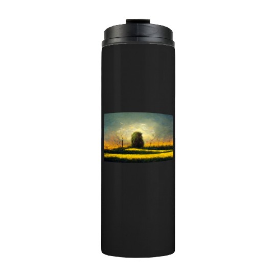 Lion meditate on sunrise, painting Thermal Tumblers