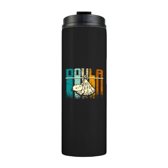 Retro Vintage Doula Thermal Tumblers