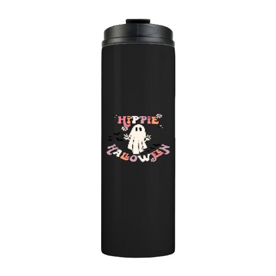 Retro Hippie Halloween Cute Ghost Thermal Tumblers