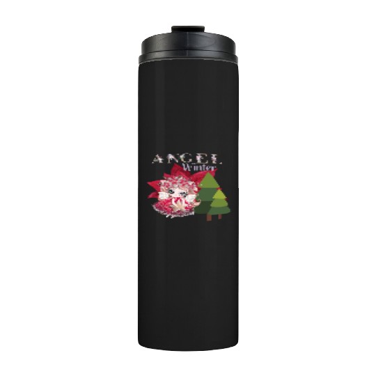 Winter Angel Christmas Tree Poinsettia Thermal Tumblers