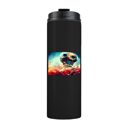 Extremely Realistic Skull in Abstract Art Thermal Tumblers