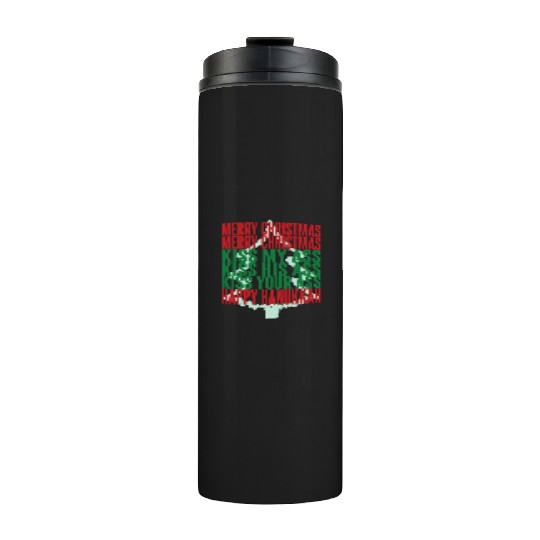 Merry Christmas Kiss My Ass Funny Hanukkah Tree Thermal Tumblers