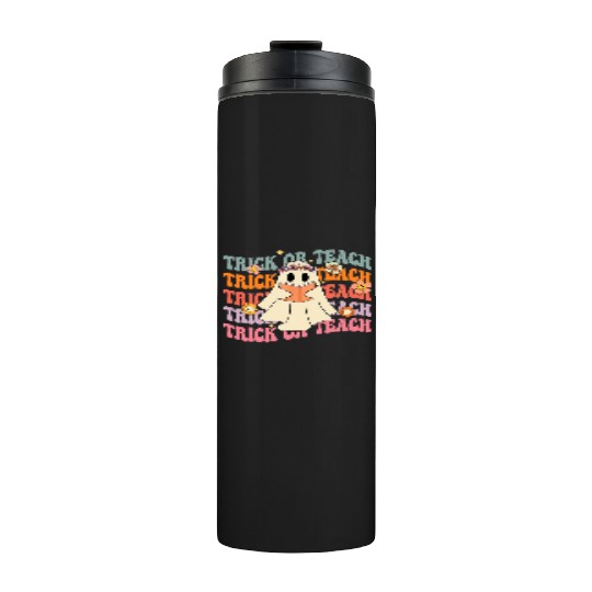 Groovy Trick or Teach Boo Ghost Pre-K Teacher Life Thermal Tumblers