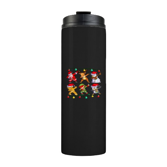 Christmas Dabbing Santa Elf De Friends Xmas Thermal Tumblers