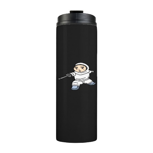 Cartoon kid fencing Thermal Tumblers