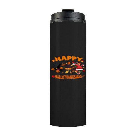 Wine Halloween Christmas Happy Hallothanksmas Thermal Tumblers