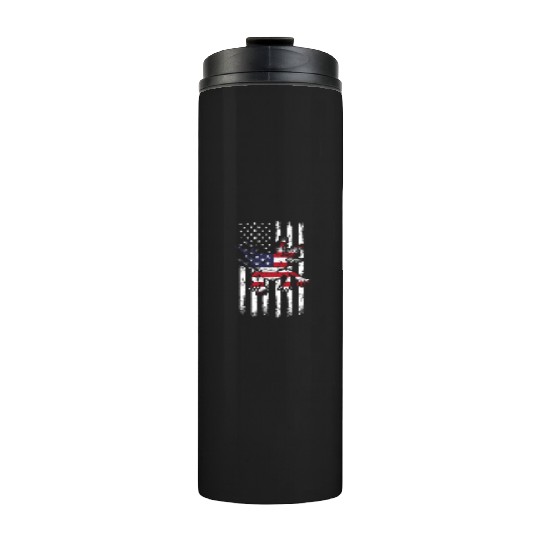 Axolotl US Flag Kawaii Axolotl American Flag Thermal Tumblers