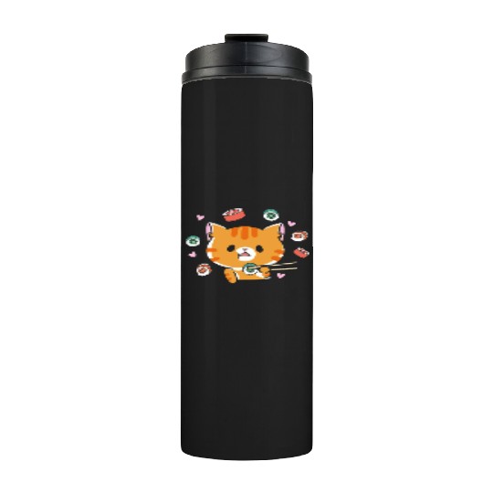 Kawaii Cat Eating Sushi Japanese Raw FoodKawaii Thermal Tumblers