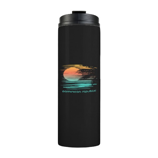 Artistic Dominican Republic Palm Tree Vacation Thermal Tumblers