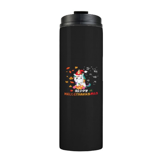 Unicorn Lover Halloween Happy Hallothanksmas Thermal Tumblers