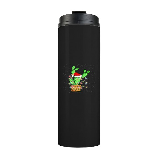 Christmas Lights Cactus Lover Funny Xmas Gift Thermal Tumblers