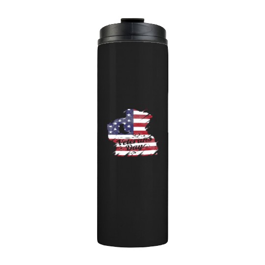 Patriotic Salute US Flag For Veterans Day Thermal Tumblers