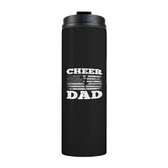 Cheer Dad American Flag Vintage Funny Cheerleader Thermal Tumblers