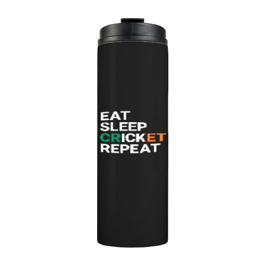 Eat Sleep Cricket Repeat Ireland Flag Sports Gift Thermal Tumblers
