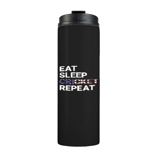 Eat Sleep Cricket Repeat USA Flag Sports Gift Thermal Tumblers