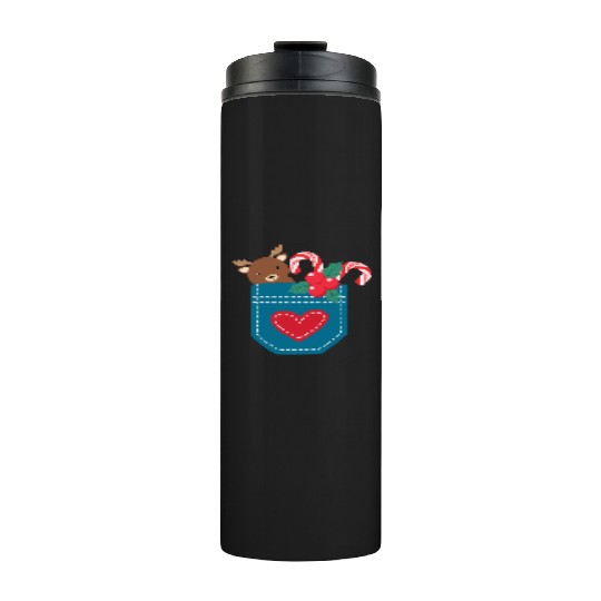 Christmas moose peppermint pocket Thermal Tumblers