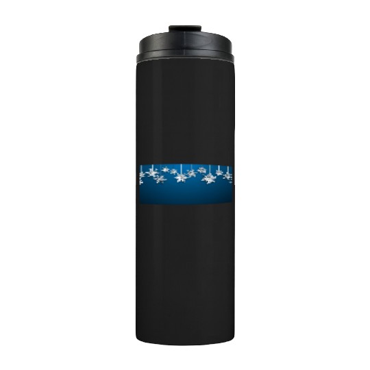 Elegant Hanging Snowflakes Navy Blue Thermal Tumblers