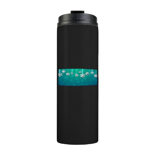 Elegant Hanging Snowflakes Teal Thermal Tumblers