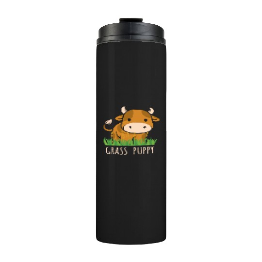 Scottish Highland Cow Grass Puppy Cow Whisperer Thermal Tumblers