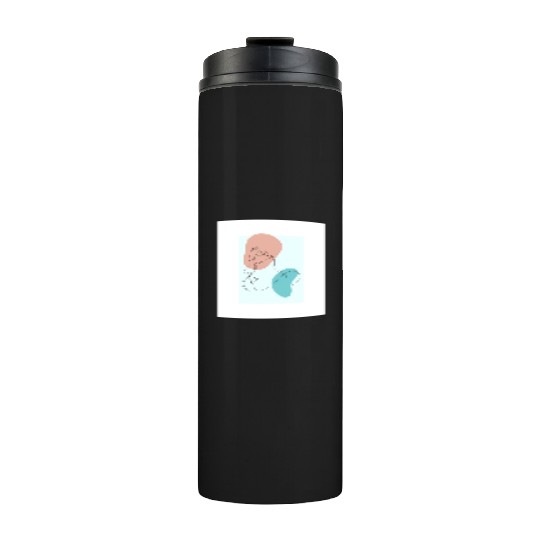 beige minimalist woman line art Thermal Tumblers