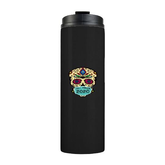 Sugar Skull Wearing Face Mask | Day of the Dead Thermal Tumblers
