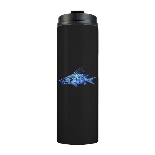 Neon blue green hogfish - funky fish designs Thermal Tumblers