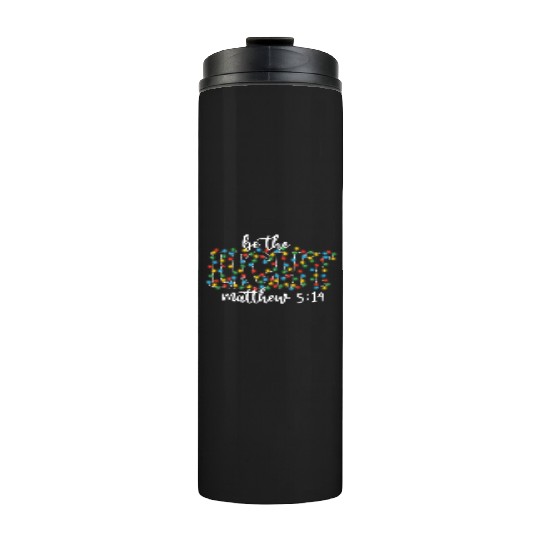 Be The Light Mathew Christmas Lights Teacher Thermal Tumblers