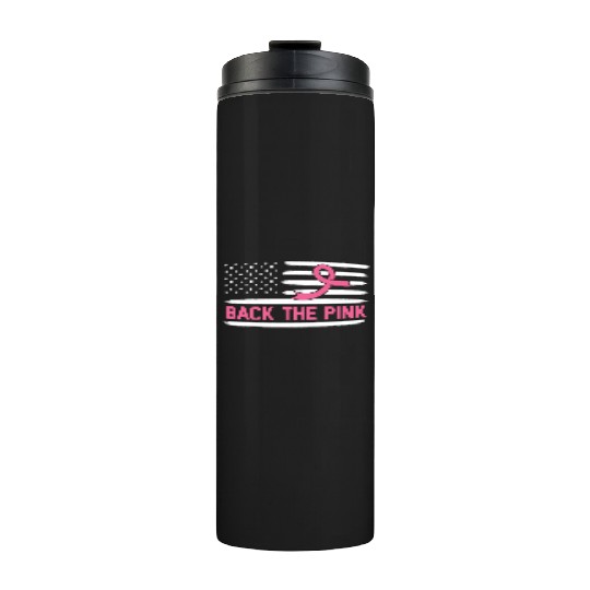USA Flag Breast Cancer Awareness Thermal Tumblers