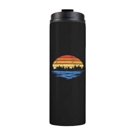 RETRO FOREST WITH LAKE IN SUNSET VINTAGE Thermal Tumblers