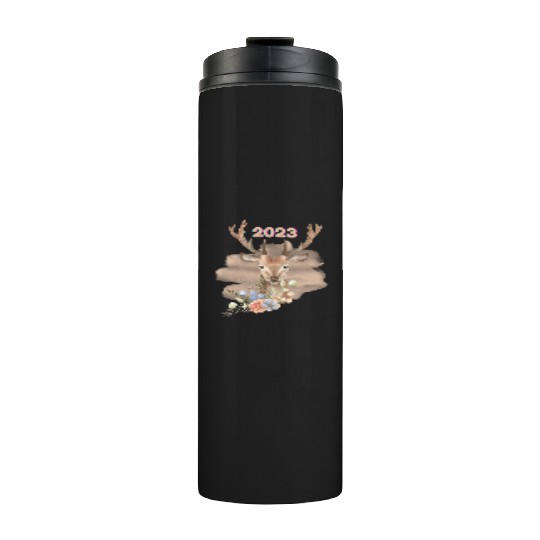Brown Beige Watercolor Illustrated Deer Thermal Tumblers