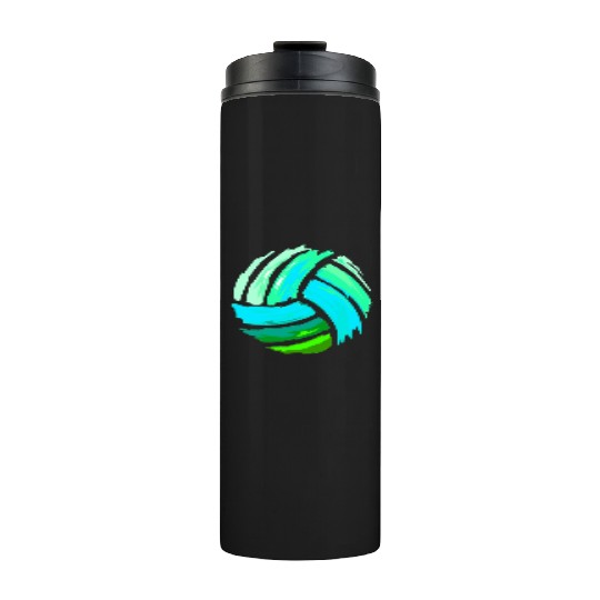 Volleyball Blue Green Ball Forns Thermal Tumblers