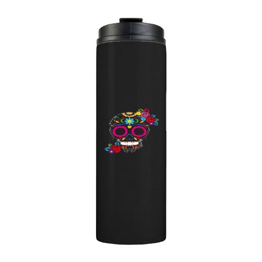Day of The Dead Colorful Sugar Skull Thermal Tumblers