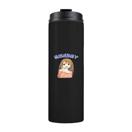Cute Anime Girl Peace Sunday Days of the Week Thermal Tumblers