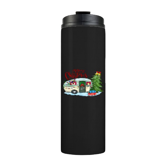 Merry Christmas Happy Camper Funny Camping Life Thermal Tumblers