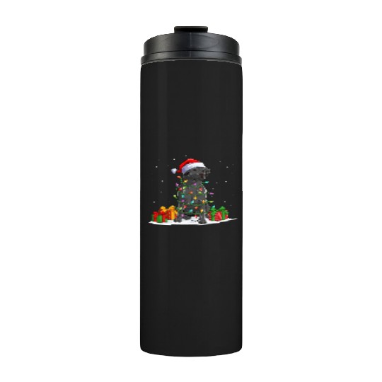 Black Lab Labrador Christmas Lights Pajama Dog Thermal Tumblers